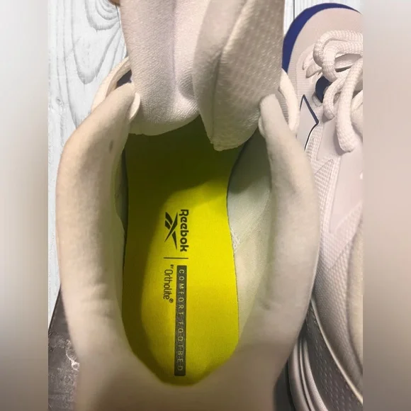 Reebok red and white shoes